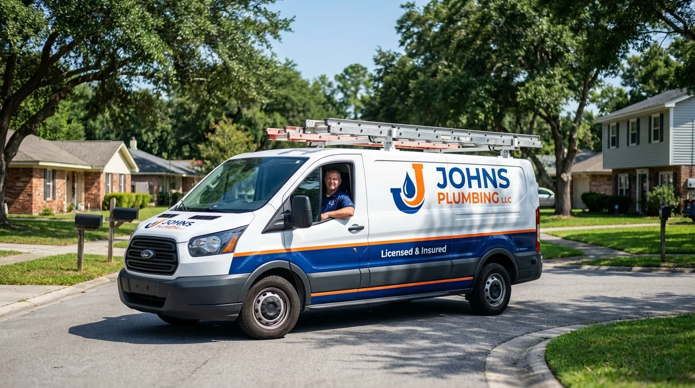 Johns Plumbing LLC service van in Hendersonville, NC
