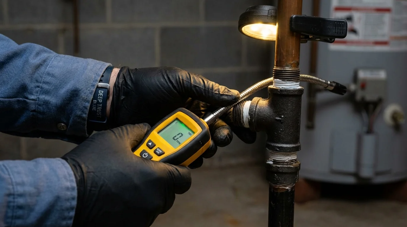 Gas leak detection with electronic sniffer by Johns Plumbing LLC in Hendersonville