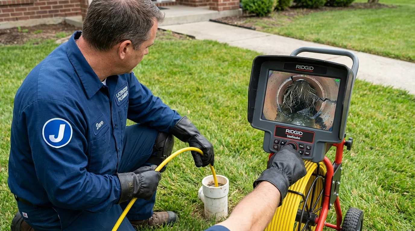 Sewer camera inspection being performed by Johns Plumbing LLC in Hendersonville