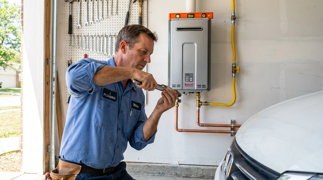 Tankless water heater installation by a Johns Plumbing LLC plumber in Hendersonville
